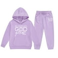 thumbnail image 2 of MAIHAN-Girls Winter Hoodie & Joggers Set 2-13 Years, Winter Hoodie and Pants 2-Piece Outfit, Cozy Warm Lined Sweatsuit for Boys and Girls(Light Purple12,2-3Years), 2 of 4