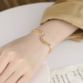thumbnail image 6 of Fashion Stylish Girls Water Wave Pattern Bending Arc Jewelry Women Gift Simple Bracelet Opening Bangle GOLD, 6 of 8