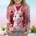 thumbnail image 3 of Girls Long Sleeve Top Easter Bunny Print Soft Girl Trendy Spring Easter Outfits Clothes for Kids Multicolor,Size 10-11T, 3 of 5