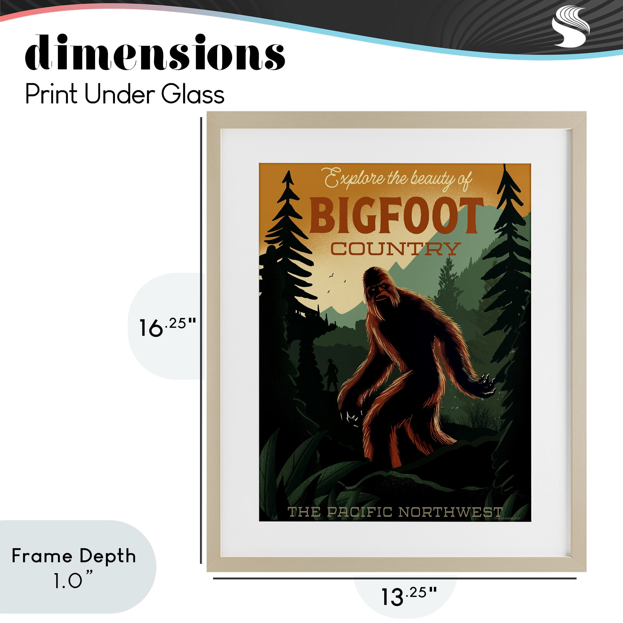 Stupell Industries Cryptid Tourism Wildlife Birch Framed Print Under Glass, design by Omar Escalante