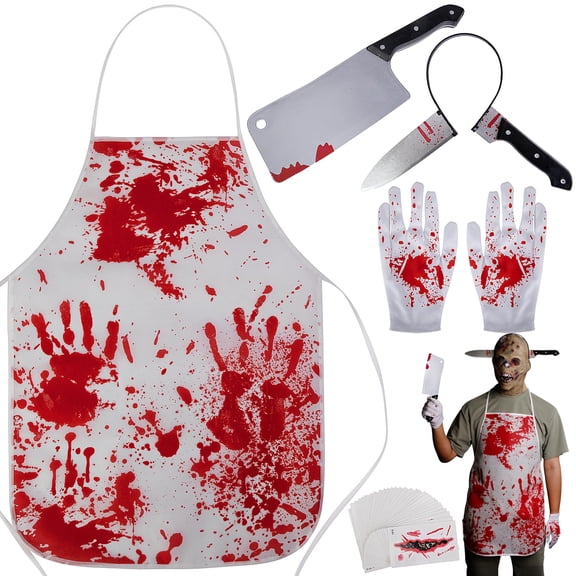 EBaokuup Halloween Butcher Costume Set, Scary Horror Butcher Outfit for Cosplay