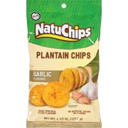 NatuChips Plantain Chips Garlic Flavored Snack Chips, 4.5 oz Bag