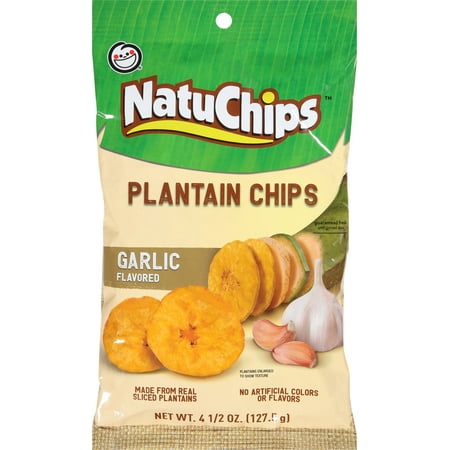 NatuChips Plantain Chips Garlic Flavored Snack Chips, 4.5 oz Bag