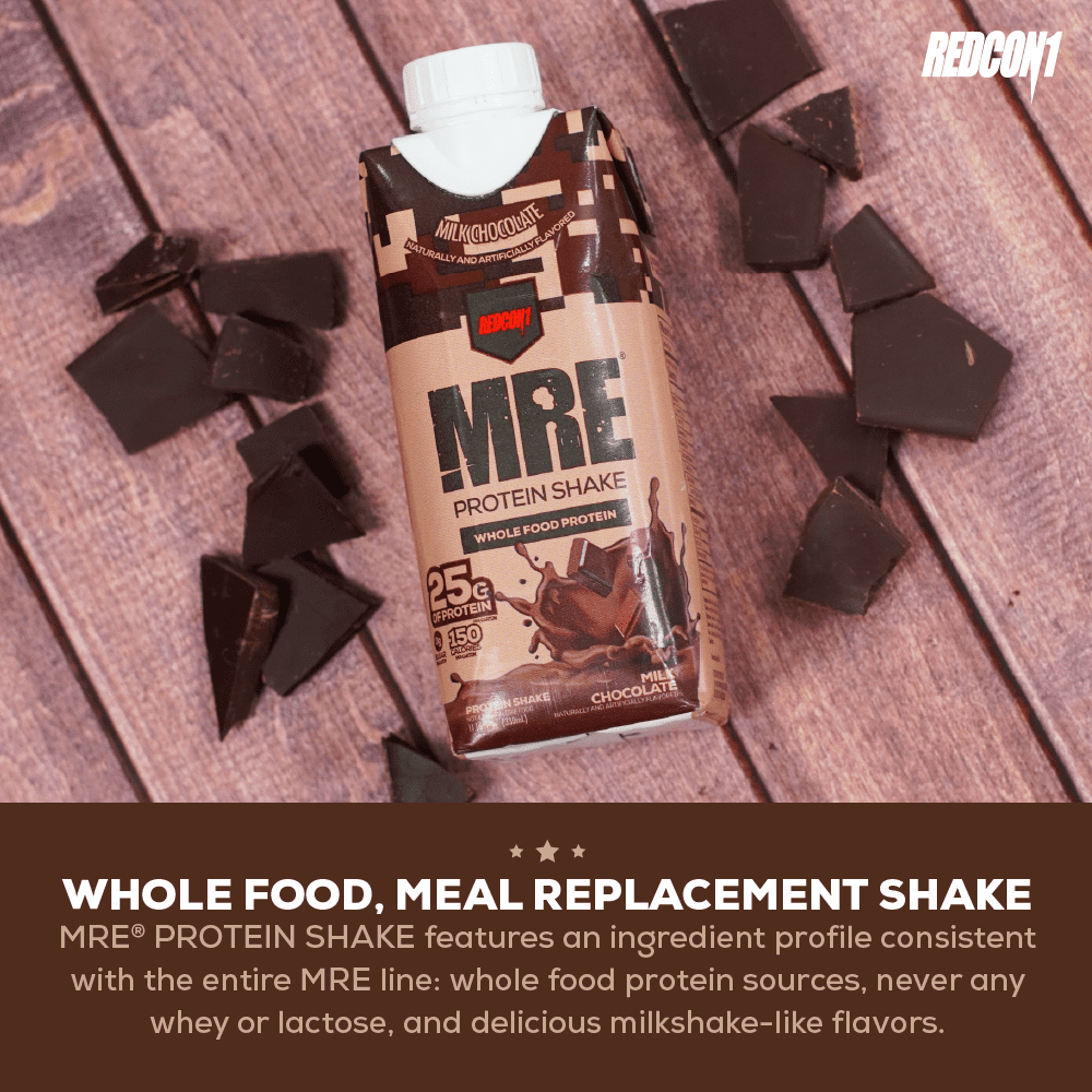 Redcon1 MRE Whole Food Protein Shake, Milk Chocolate, 25g Protein, 4 Ct