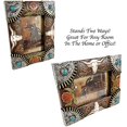 thumbnail image 4 of Urbalabs Cowboy Longhorn and Teal Stone Western Decor Picture Frame 4 x 6 Country Gifts Farmhouse Picture Frames Photo Frame Wall Hanging or Standing 4x6 Elaborate, 4 of 7
