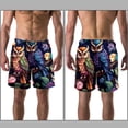thumbnail image 3 of luoweisi Men's Beach Shorts Quick Dry Swim Trunks with Mesh Lining Cartoon Owl M, 3 of 5