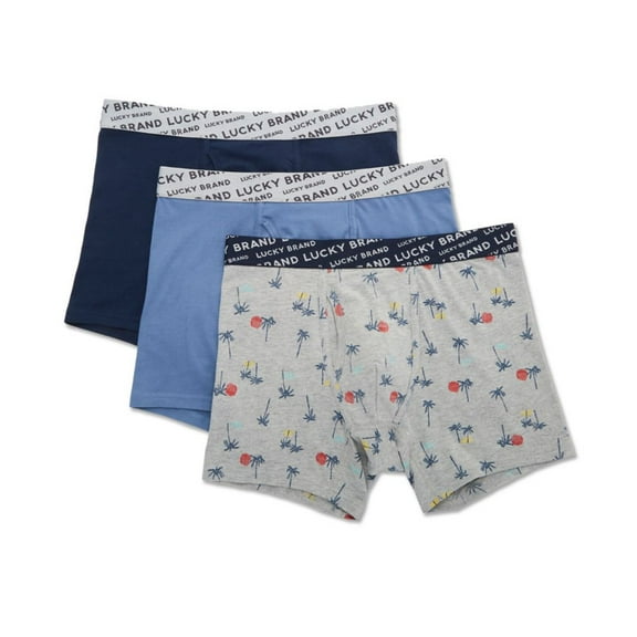 Men's Lucky 211VB07 Cotton Stretch Boxer Briefs - 3 Pack (Black/Grey/Horizon M)