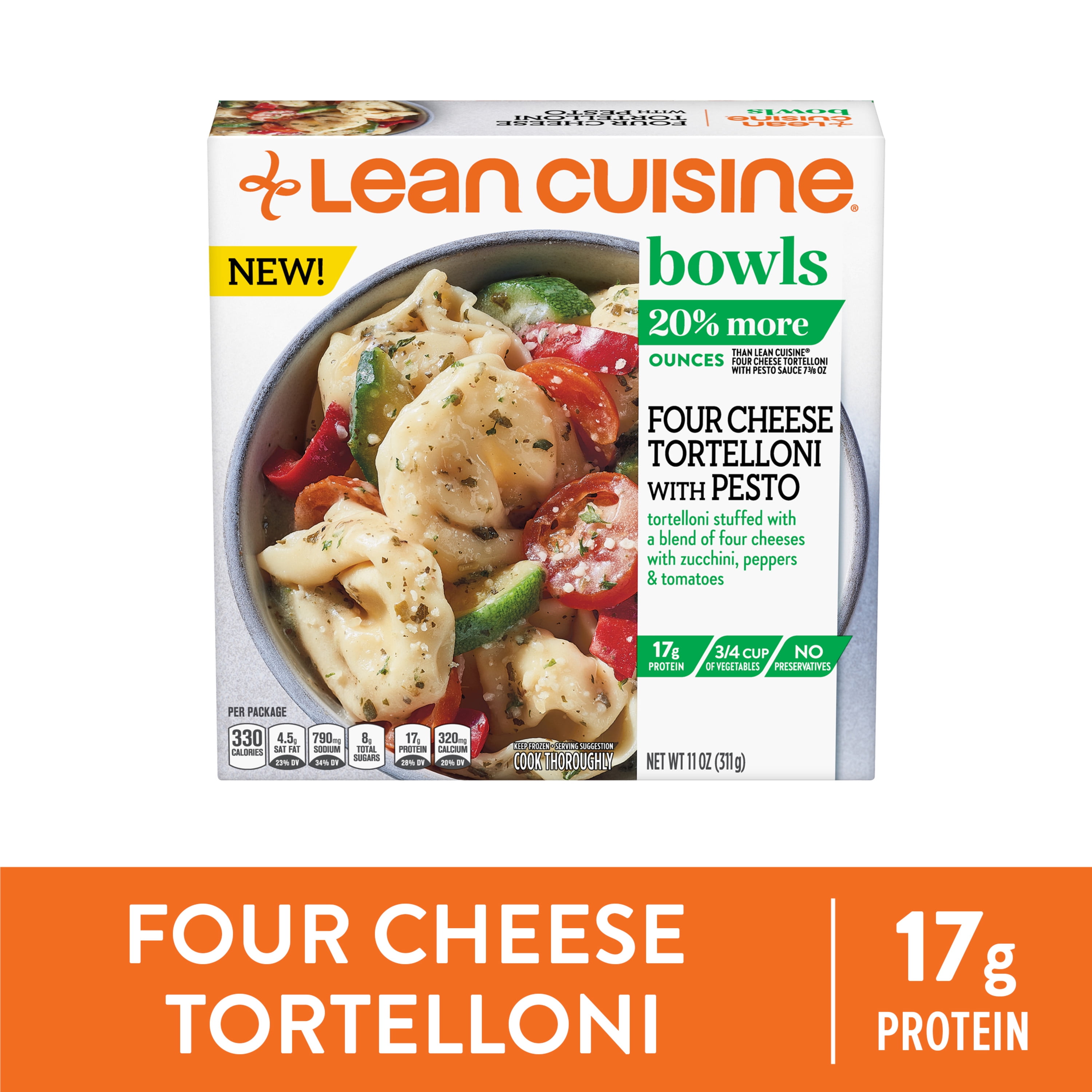 Lean Cuisine Bowls Four Cheese Tortelloni With Pesto Frozen Meal 11 Oz Walmart Com Walmart Com