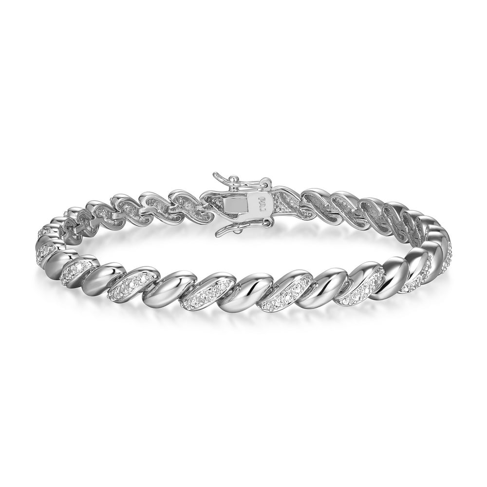 Forever Facets Forever Facets Fine Silver Plated Silver Tone San Marco Diamond Accent Tennis