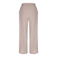 thumbnail image 5 of Women's Lounge Pants Plus Size Fashion High Waisted Drawstring Casual Pants with Pockets Womens Trousers Beige L, 5 of 9