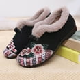 thumbnail image 5 of Dakaela Women's Slip on Plush Loafers Embroidery Floral Fuzzy House Flats Shoes Winter Warm Walking Driving Snow Boots Booties, 5 of 7