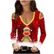 thumbnail image 1 of Camiseta de manga larga de trompeta con hombros descubiertos y estampado de alces de Navidad a la moda para mujer Fridja  fhghd1206, 1 of 5