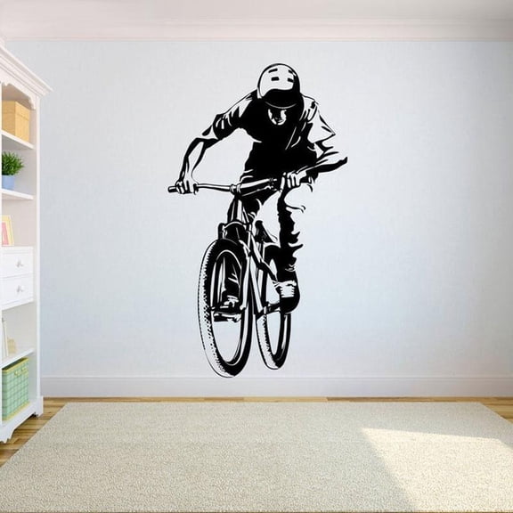Bicycle Wall Decal Freestyle Dirt Bike Wall Sticker Bedroom Sport Dirt Bike Motorcycle Home Decor Kids Boys Teenager Room 42x73cm