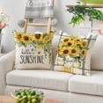 thumbnail image 3 of Sm:)e Sunflowers Summer Pillow Cover Set of 4 - 18x18 Inch Hello Sunshine Polyester Decorative Cushions, 3 of 6