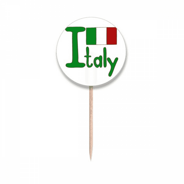 Drapeau National Italie Motif Vert Drapeaux Cure-Dents Étiquettes Rondes Décoration de Fête