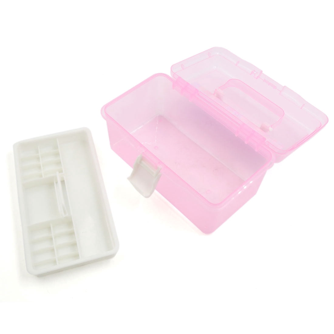 Unique Bargains Pink Multifunction Nail Art Makeup Cosmetic Tool Container Storage Box