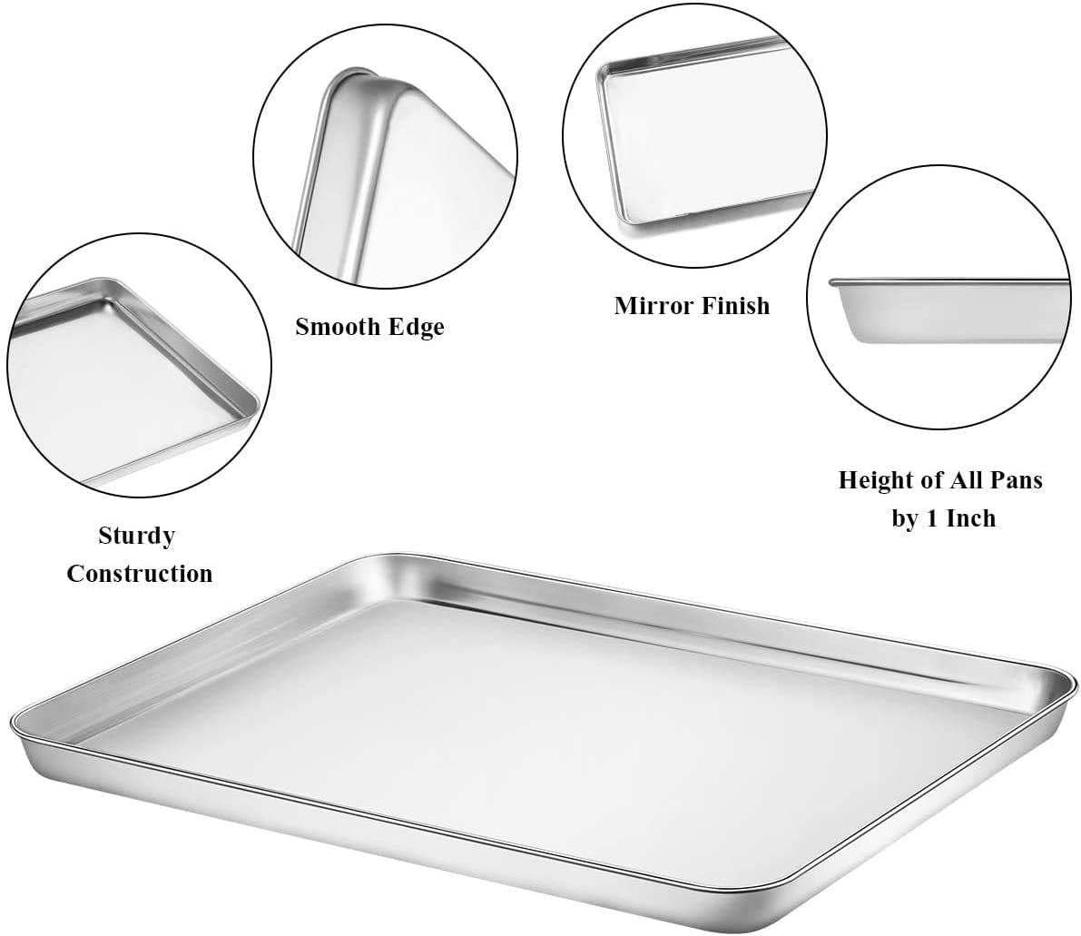 Baking Tray Set of 2, Yayun Stainless Steel Oven Tray– Large