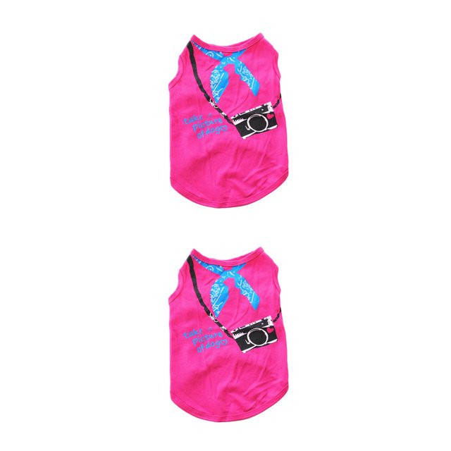 Ropa para cachorros Methold chaleco transpirable de algodón verano sudadera camisetas finas Rosa roja XS 2piezas