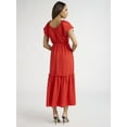 thumbnail image 4 of Sofia Jeans Women's and Women's Plus V Neck Dress with Flutter Sleeves, Below Calf Length, Sizes XS-4X, 4 of 4