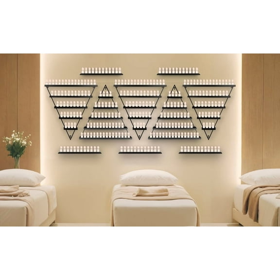 Professional Salon Wall Shelf 10 Pack, 5 Tier Metal Nail Polish Rack, Triangular Cosmetic Organizer for Home Spa, Beauty Studio, Boutique，ChicHomey Wall Mounted Nail Polish Display Rack