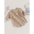 thumbnail image 3 of Caoirhny Baby Girls Autumn Winter Sweater Romper Long Sleeve Flower Embroidery Knit Romper, 3 of 9