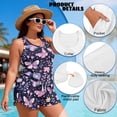 thumbnail image 6 of Xoenoiee Butterfly Flower Print Women's Tankini Swimsuit Tummy Control Two Piece Bathing Suit Push Up Modest Swim Suits with Shorts for Pool Swimming Beach, S, 6 of 7