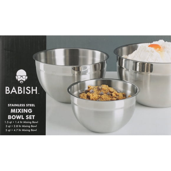 Babish Stainless Steel Mixing Bowl Set, 3-Piece