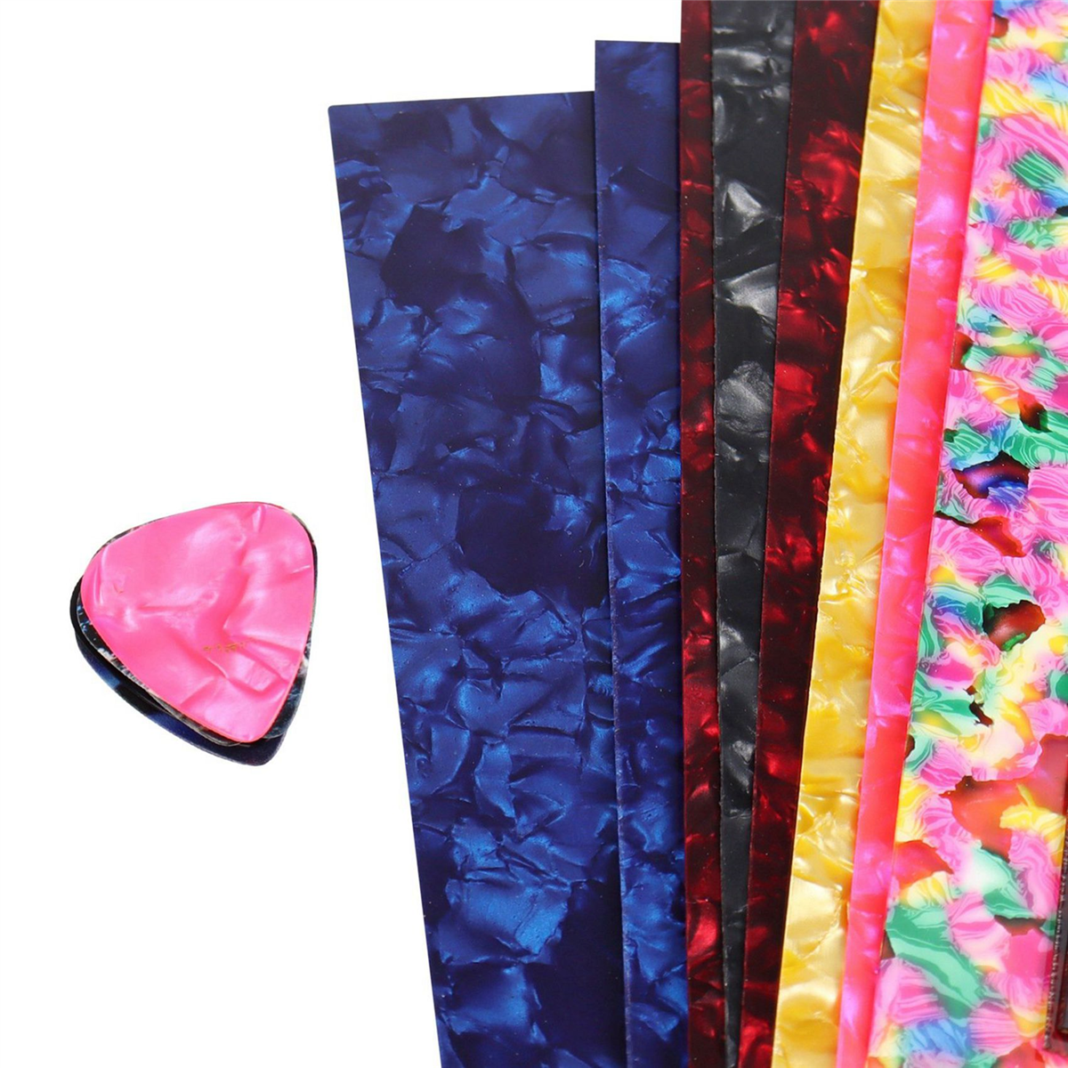 2X DIY Guitar Pick Punch Sheets Musicians Celluloid Guitar Pick Strips Three Thickness By 0.46/0.71/0.96cm Random Color