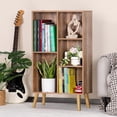 thumbnail image 5 of 5 Cube Small Bookshelf,3 Tier Mid-Century Modern Bookcase with Legs,Wood Kids Bookshelves Storage Organizer Shelf,Free Standing Narrow Book Shelves,Oak Grey Corner Bookcases for Bedroom,Living Room, 5 of 5