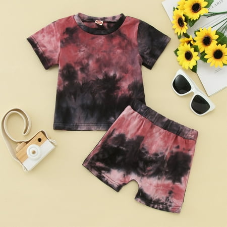 

Hunpta Toddler Boys Girls Short Sleeve Tie Dye T Shirt Tops Shorts Sports Outfits Tracksuit