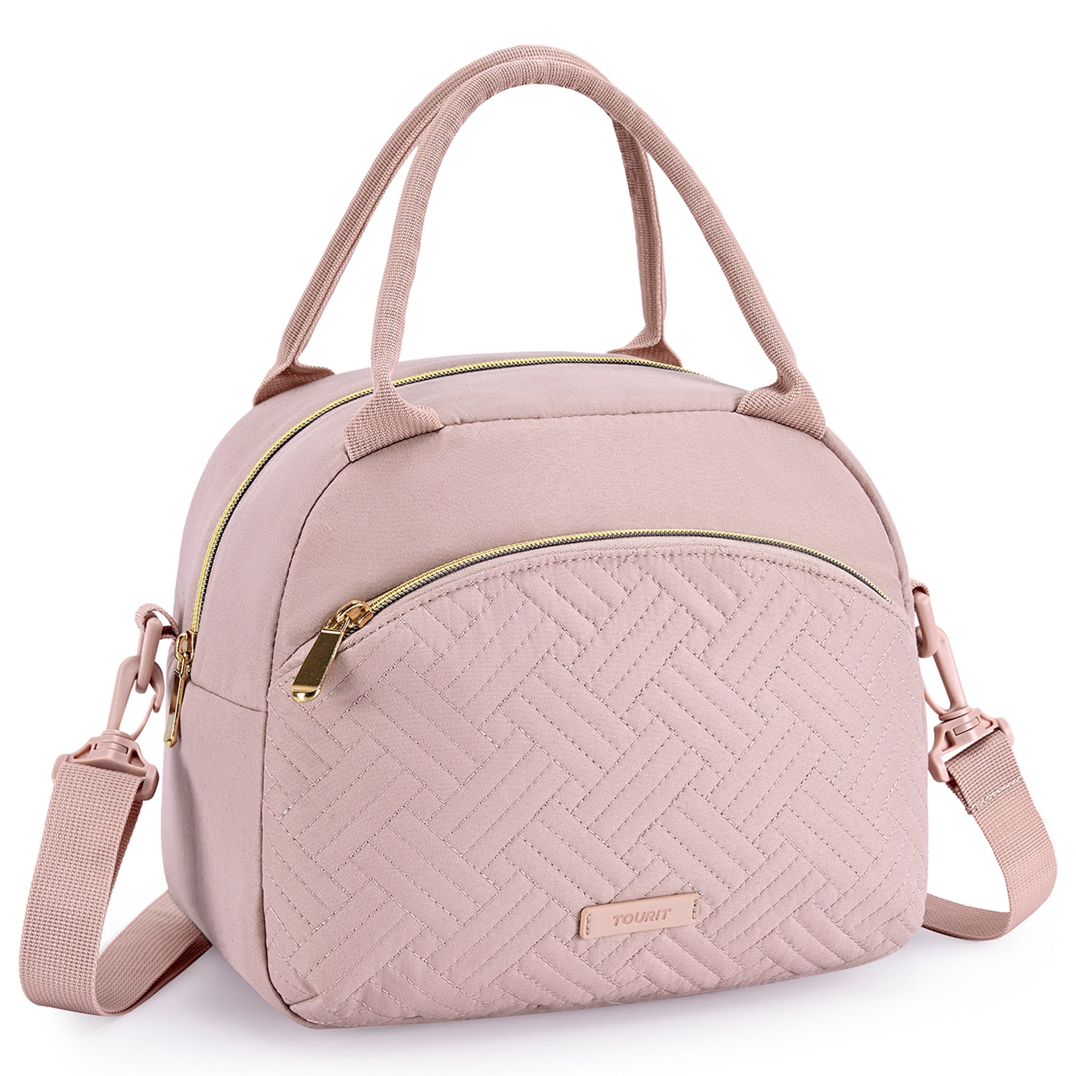 TOURIT Insulated Lunch Bag for Women, Pink Striped photo 1