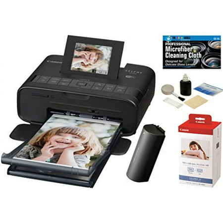 Canon CP1200 SELPHY Wireless Compact Photo Printer with NB-CP2LH Battery Pack (Black) + Ink and Paper Set + Camera and Camcorder Cleaning Kit + TheImagingWorld Micro Fiber Cleaning (Best Printer In The World 2019)