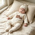 thumbnail image 7 of BOBOGOJP Newborn Baby Boy Fall Outfit Romper Little Brother Lil Bro Long Sleeve Jumpsuit Bodysuit Cute Infant Waffle Clothes Beige for Size 0-3 Months, 7 of 7