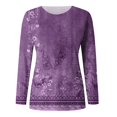thumbnail image 3 of IROINNID Savings Polyester Long Sleeve T Shirt for Women Leisure Printed able Loose Fitting Round Neck Pullover Top,Purple, 3 of 3
