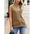 thumbnail image 3 of Women's Sleeveless Sweater Vest with Button Up Cable Knit Crew Neck Trendy Casual Loose Summer Cardigan, 3 of 5