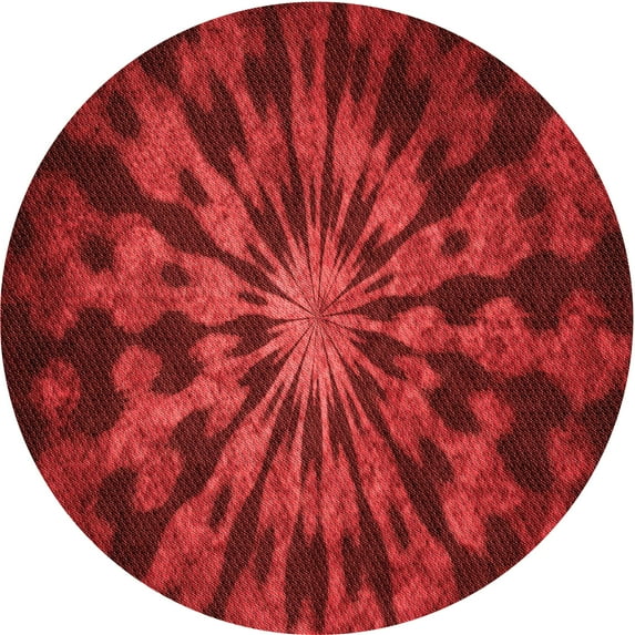 Ahgly Company Indoor Round Patterned Love Red Area Rugs, 3' Round