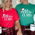 thumbnail image 2 of Camisetas de pareja de Feliz Navidad, ropa de amante de algodón, camiseta gráfica de Festival, camiseta Unisex, ropa para mujer, 2 of 4