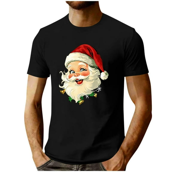 Christmas Shirts for Men:Funny Santa Claus Crewneck Graphic Higher Quality Printed Short Sleeve T-Shirt