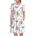 thumbnail image 1 of Bixox Robe d'Été à Manches Courtes pour Femmes Robe Ample Longueur Genou avec Poches-Dunny Chicken, 1 of 7