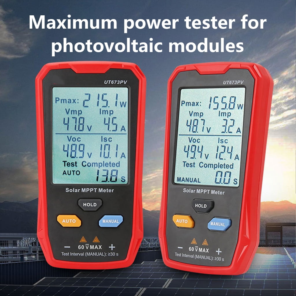 Solar MPPT Meter 800W Photovoltaic Multimeter Solar Panel Tester with Large LCD Screen Tester for Solar Testing