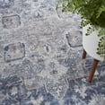 thumbnail image 6 of 8' Blue and Ivory Floral Power Loom Distressed Washable Runner Rug, 6 of 9
