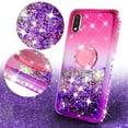 thumbnail image 3 of Case for Galaxy A01 Case Ring Kickstand w/ TPU Screen Protector Liquid Quicksand Glitter Cute Bling Girls Women [Shock Proof] for Samsung Galaxy A01 - Ring Pink/Purple, 3 of 5