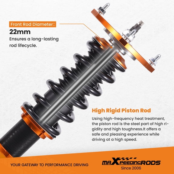 maXpeedingrods Coilovers for Subaru WRX sedan 2015-2021, 24 Damper Adjustable Coilovers Suspension Kit, Height Adjustable Lowering Kit, Gold