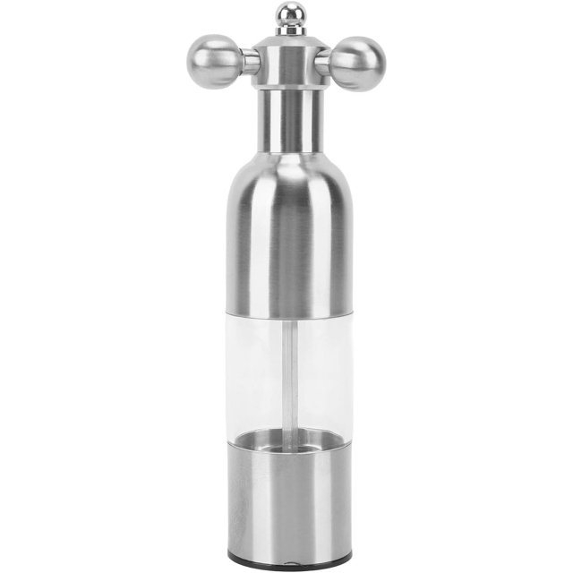 Wekity Pepper Mill Professional Refillable, Pepper Salt Grinder Refillable, Coarseness Manual Pepper Salt Grinder, for Kitchen (Silver L)-0630