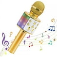 thumbnail image 1 of Wireless Microphone Karaoke Portable Bluetooth Speaker Home KTV Player with LED Dancing Lights Golden, 1 of 5