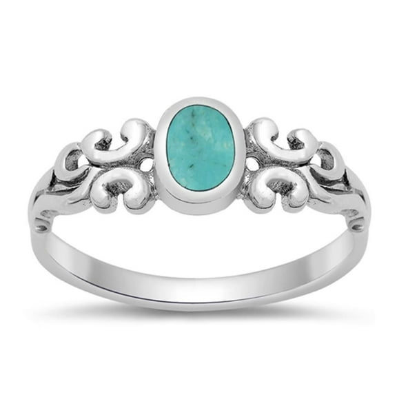 CHOOSE YOUR COLOR Women's Designer Simulated Turquoise Promise Ring .925 Sterling Silver Band Blue CZ Female Size 6