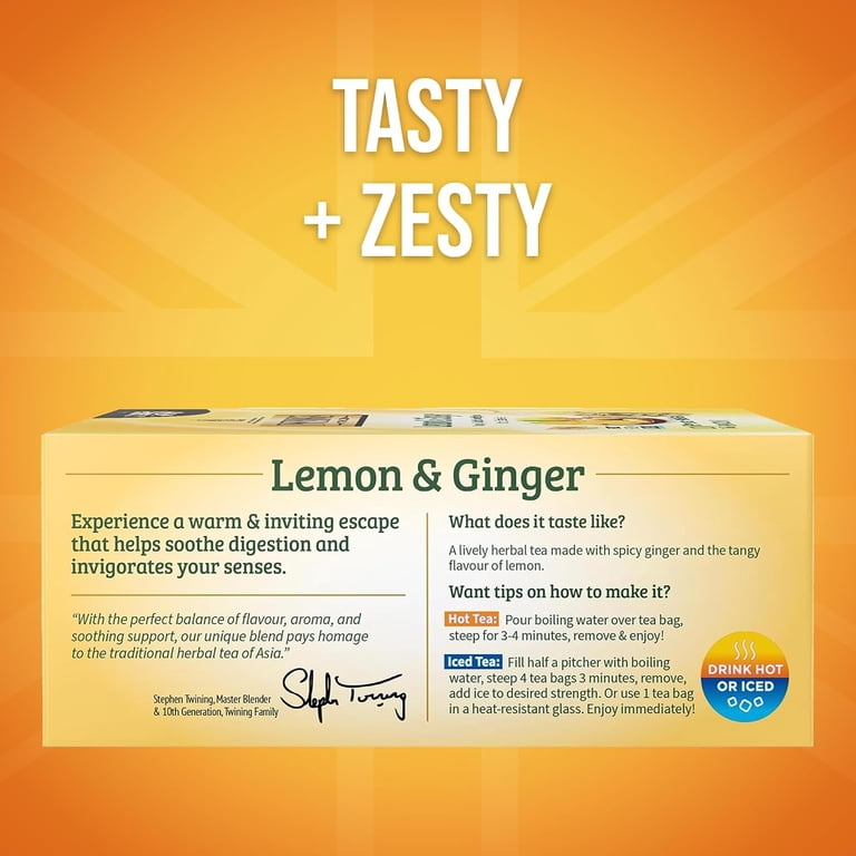 Twinings Lemon & Ginger GP27 Herbal Tea, 100 - Walmart.com