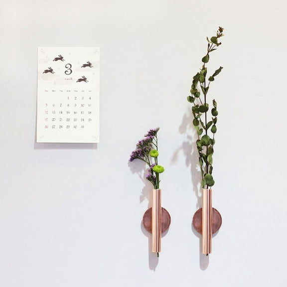 NICERIO Wall-Mounted Flower Vase Iron Vase Golden 1Pcs for Dried Flowers