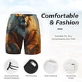 thumbnail image 3 of Naloa Prairie Meditating Lion Print Men Swim Trunks with Compression Liner ,Board Shorts,Men's Swim Shorts with Drawstring and Elastic Waistband-XX-Large, 3 of 6