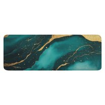 Green and Gold Marble Glitter Waves Pattern Kitchen Rug Mat,Kitchen Runner Rugs Non Skid Washable,Decorative Kitchen Floor Mats for Kitchen,Sink,Laundry,17"x47.2"